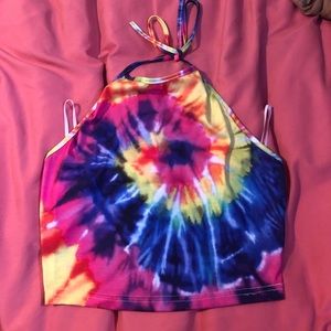 Tie dyed halter crop top